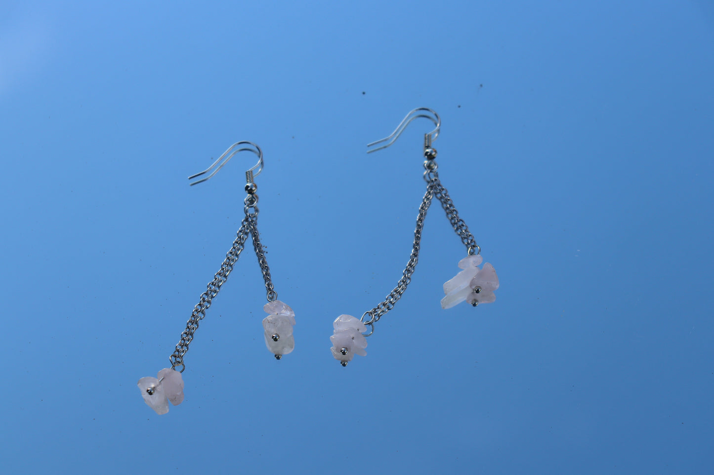 Boucles d'Oreilles Pendantes en Quartz Rose